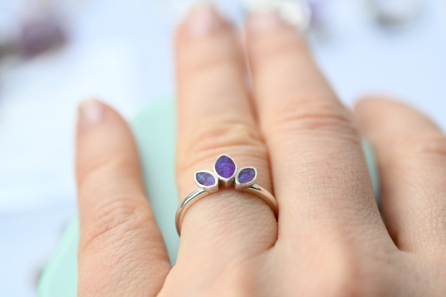 Triple Marquise Memorial Ring – Custom Ashes & Hair Keepsake