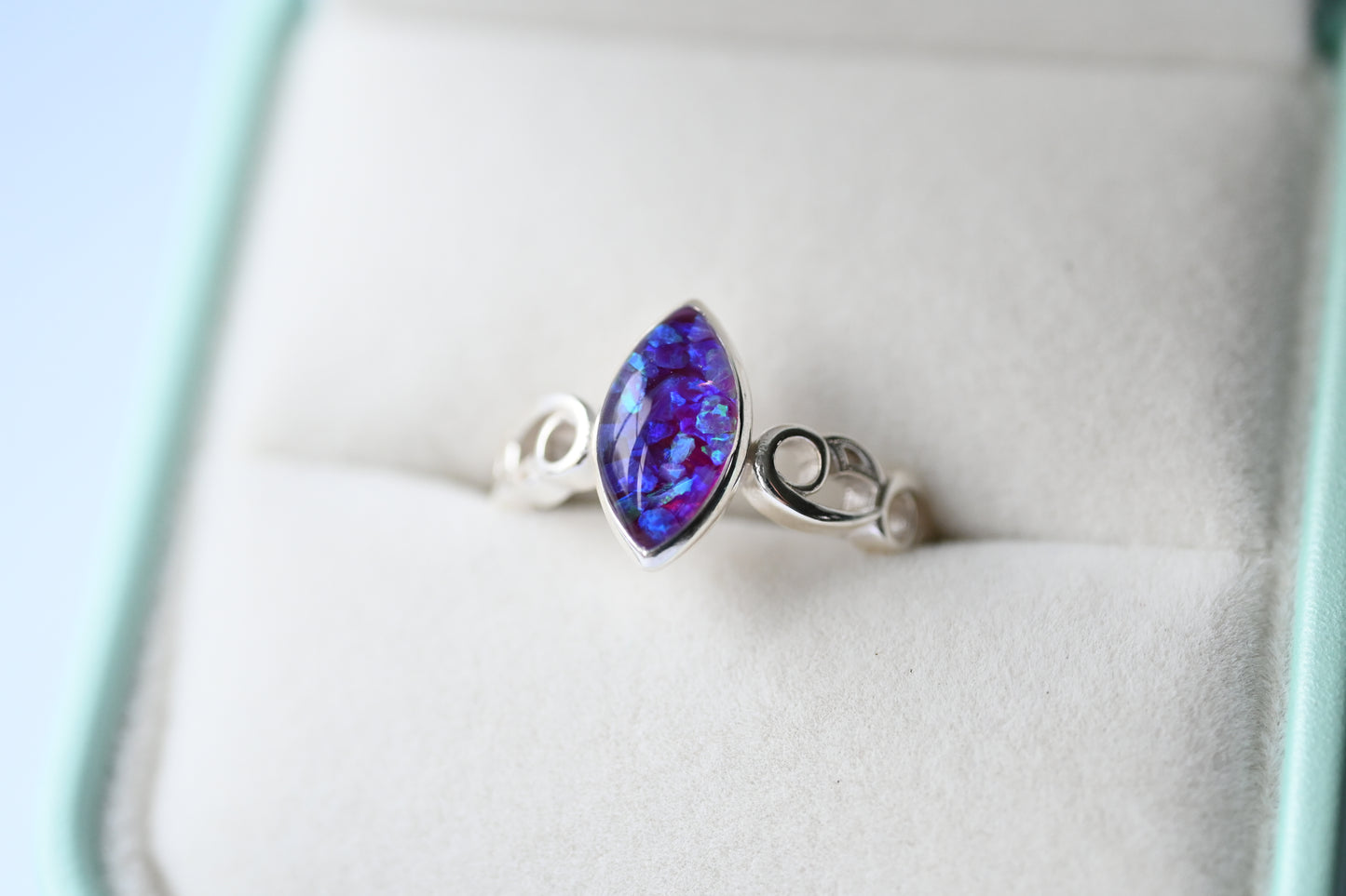 Celtic Marquise Memorial Ring – Custom Ashes, Hair & Opal Keepsake