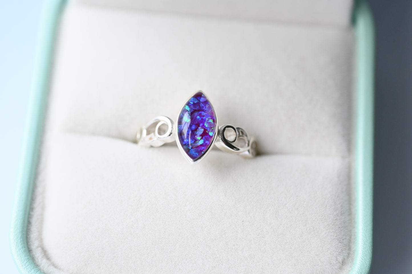 Celtic Marquise Memorial Ring – Custom Ashes, Hair & Opal Keepsake