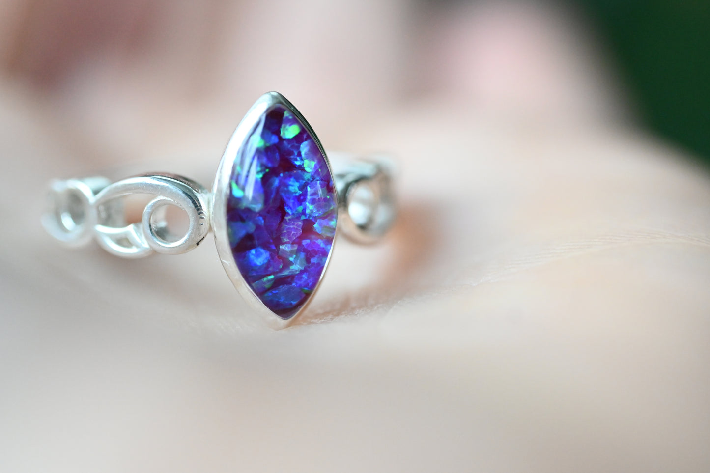 Celtic Marquise Memorial Ring – Custom Ashes, Hair & Opal Keepsake