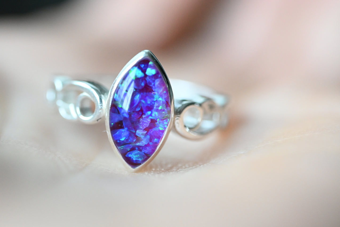 Celtic Marquise Memorial Ring – Custom Ashes, Hair & Opal Keepsake