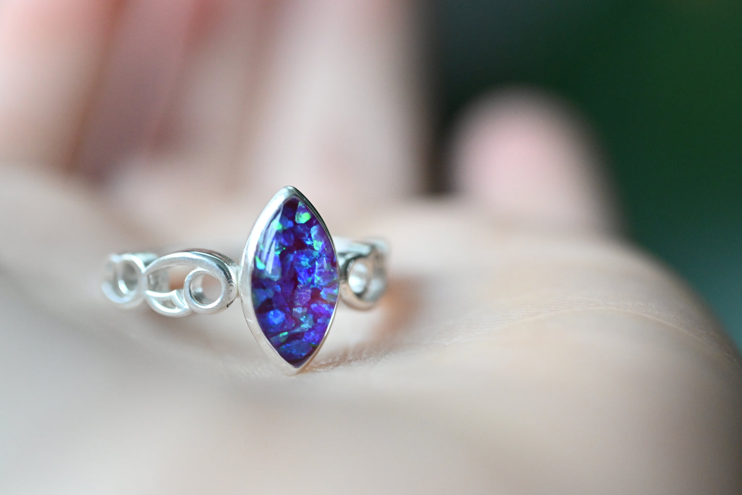 Celtic Marquise Memorial Ring – Custom Ashes, Hair & Opal Keepsake