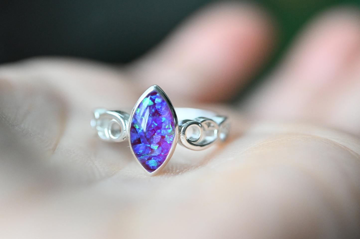 Celtic Marquise Memorial Ring – Custom Ashes, Hair & Opal Keepsake