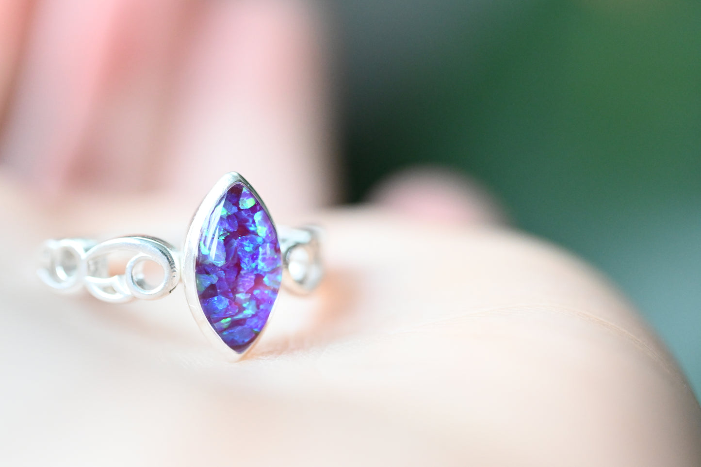 Celtic Marquise Memorial Ring – Custom Ashes, Hair & Opal Keepsake