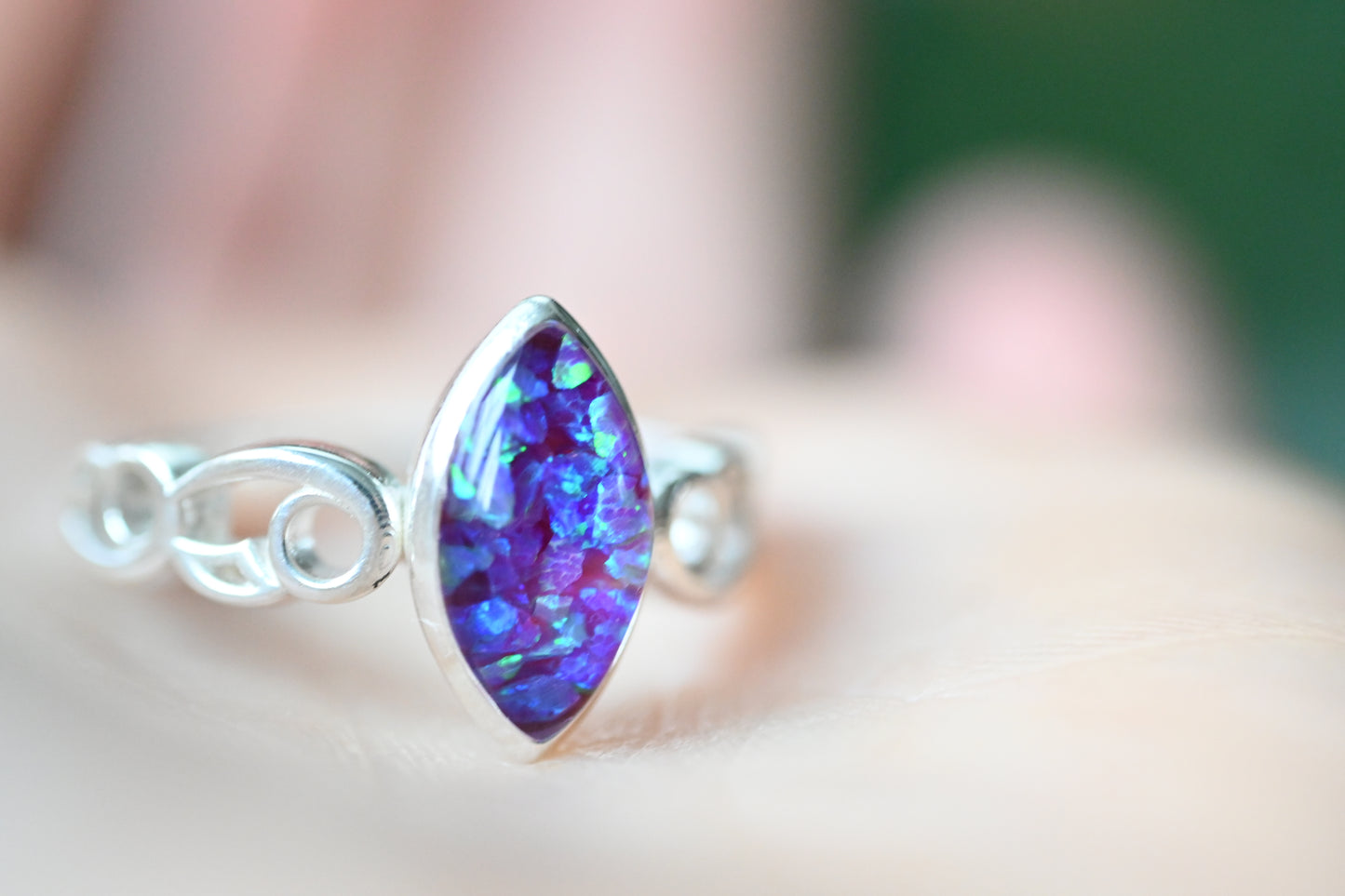 Celtic Marquise Memorial Ring – Custom Ashes, Hair & Opal Keepsake