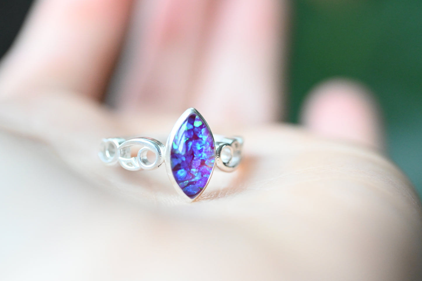 Celtic Marquise Memorial Ring – Custom Ashes, Hair & Opal Keepsake