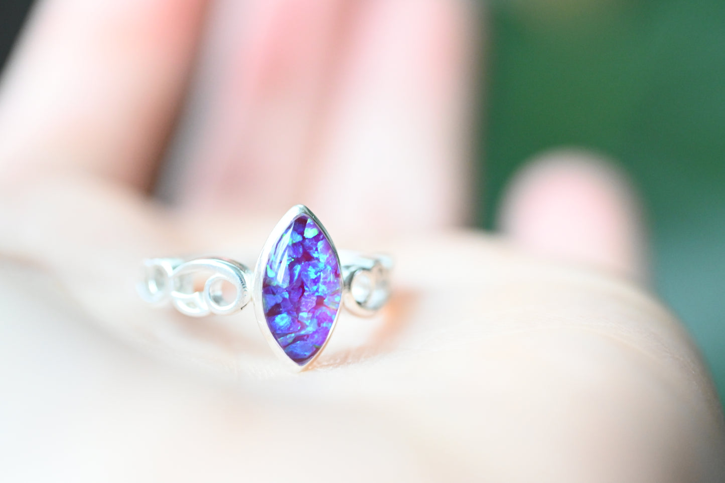 Celtic Marquise Memorial Ring – Custom Ashes, Hair & Opal Keepsake