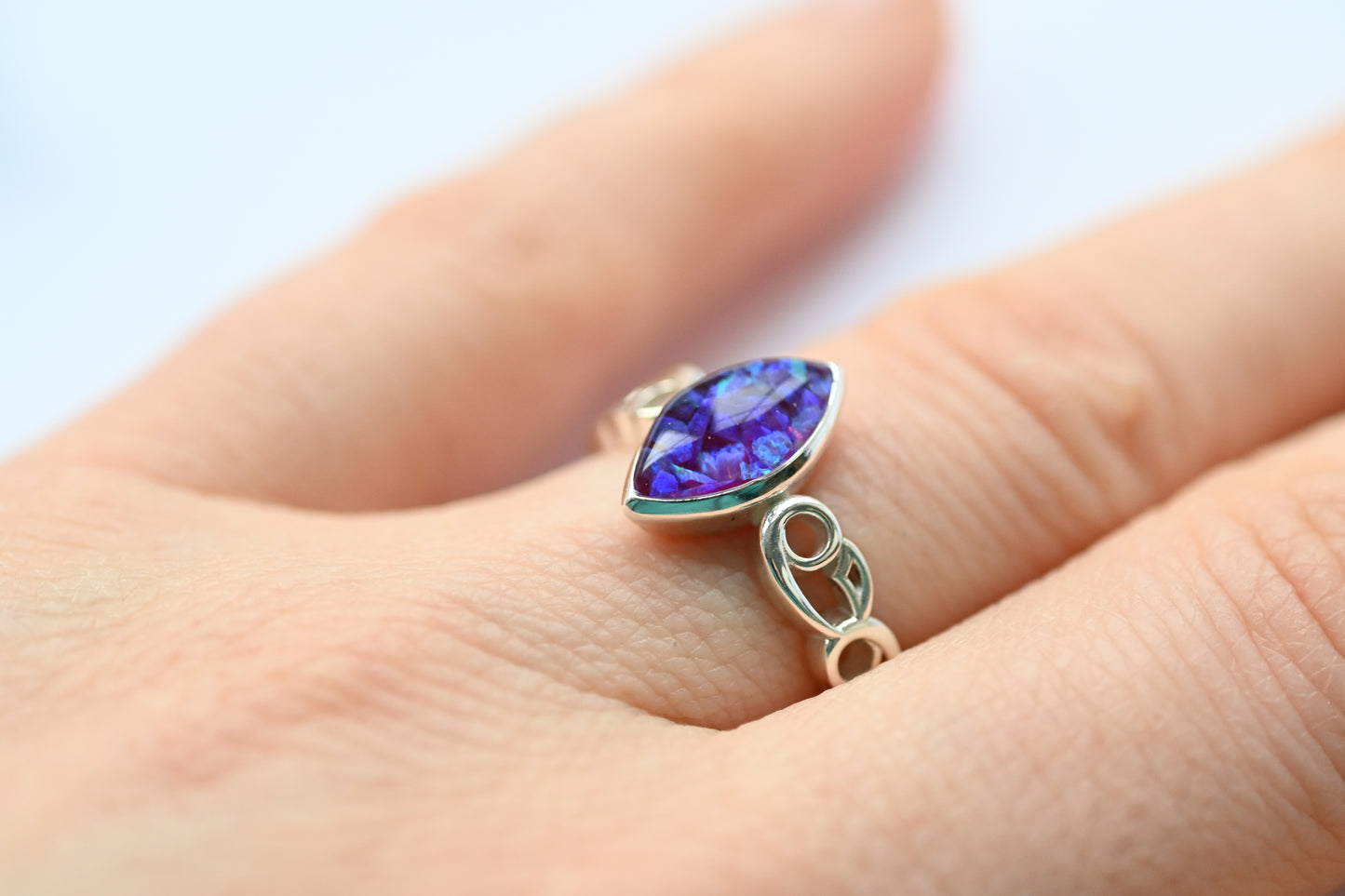 Celtic Marquise Memorial Ring – Custom Ashes, Hair & Opal Keepsake