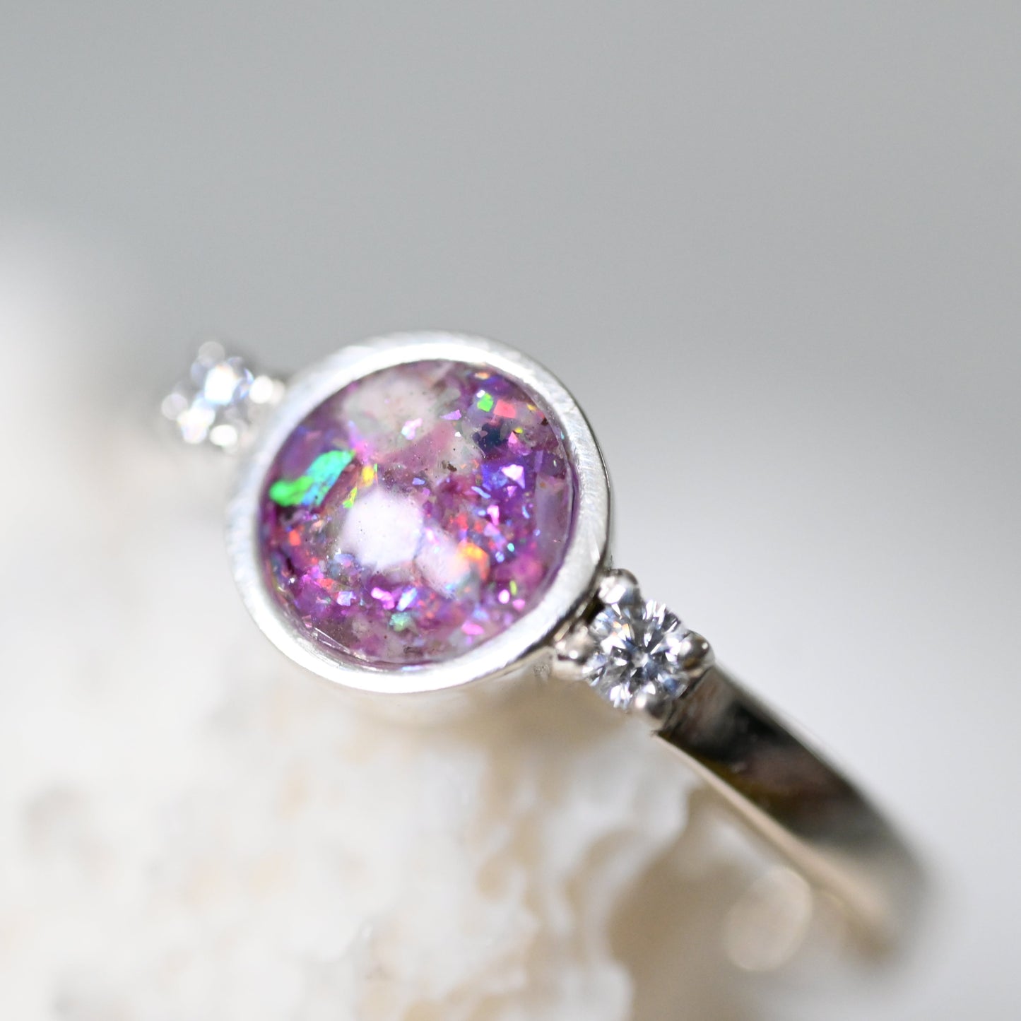 Double Gem Memorial Ring with Ashes | Available in 9ct Gold or Silver