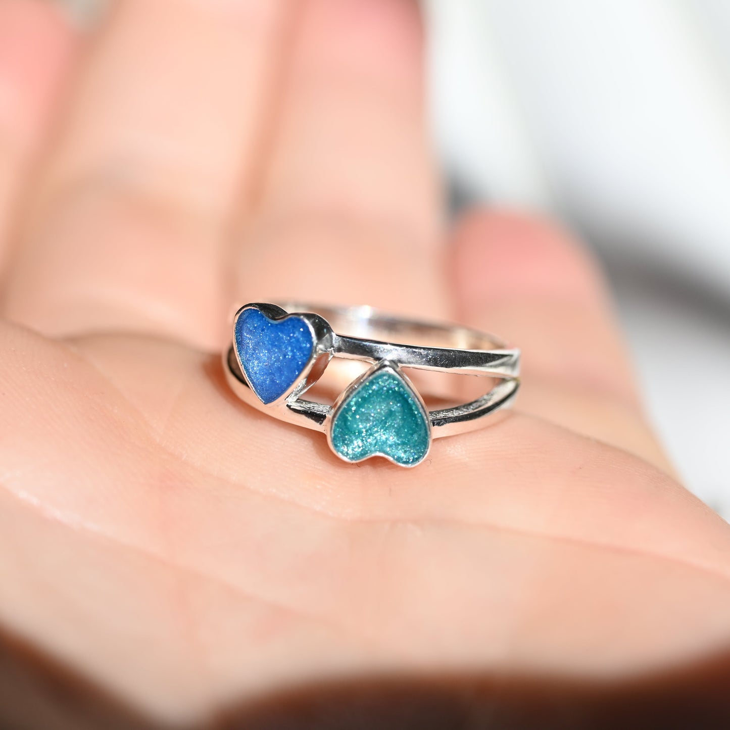 Double Heart Ashes Ring | Sterling Silver Cremation Jewellery Keepsake
