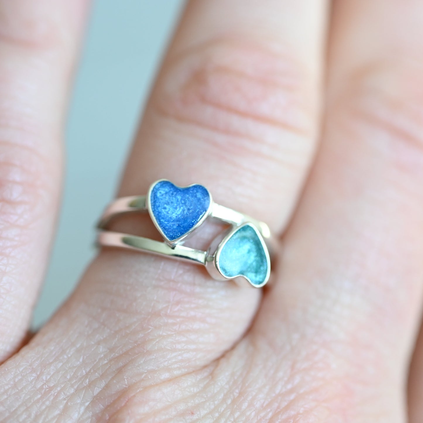 Double Heart Ashes Ring | Sterling Silver Cremation Jewellery Keepsake