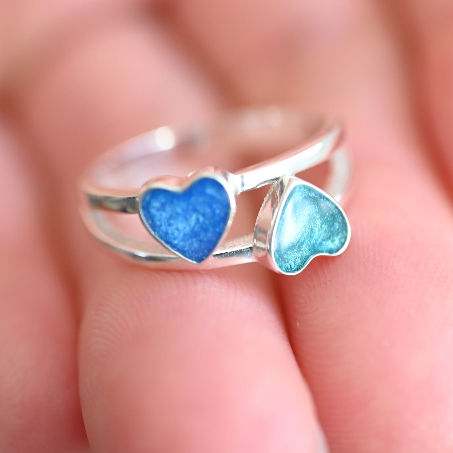 Double Heart Ashes Ring | Sterling Silver Cremation Jewellery Keepsake