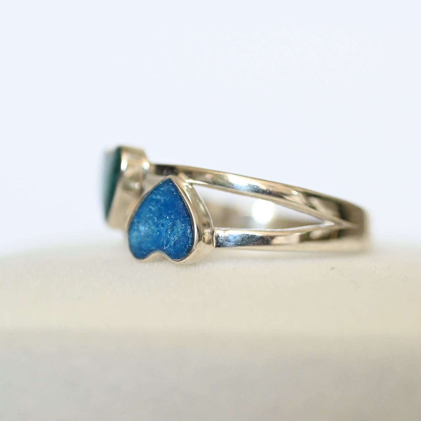 Double Heart Ashes Ring | Sterling Silver Cremation Jewellery Keepsake
