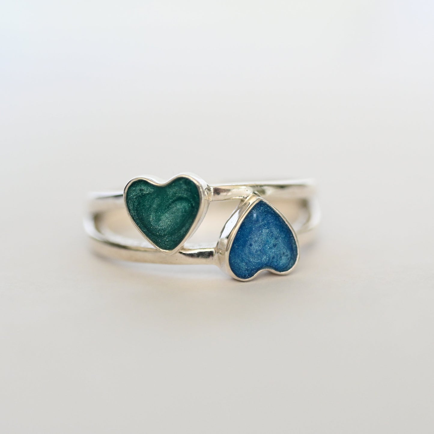 Double Heart Ashes Ring | Sterling Silver Cremation Jewellery Keepsake