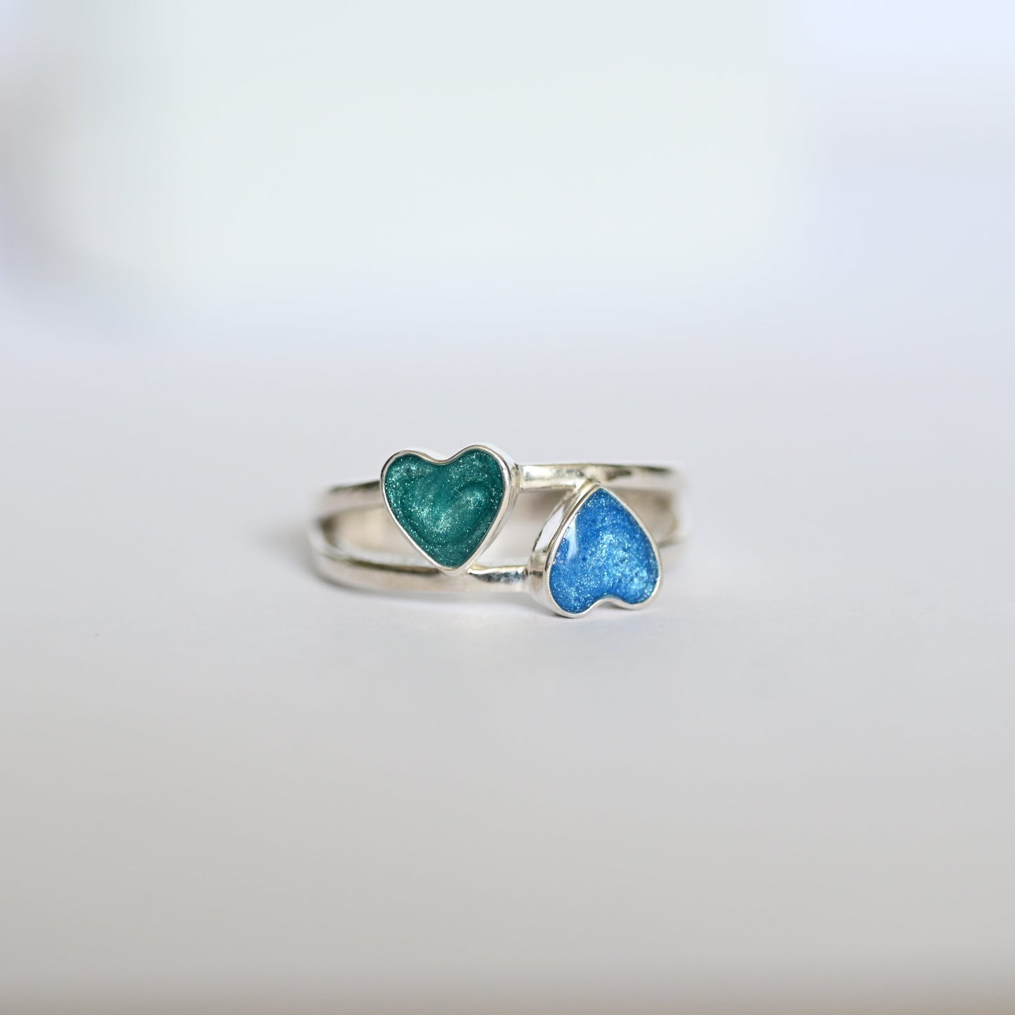 Double Heart Ashes Ring | Sterling Silver Cremation Jewellery Keepsake