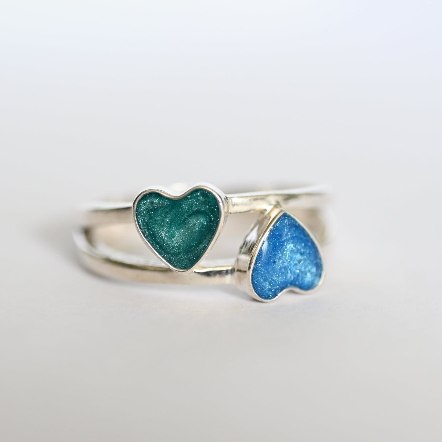 Double Heart Ashes Ring | Sterling Silver Cremation Jewellery Keepsake