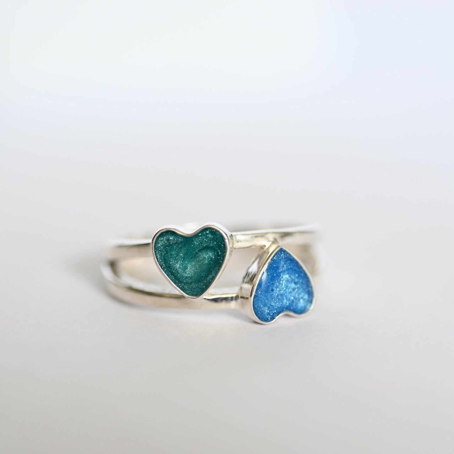 Double Heart Ashes Ring | Sterling Silver Cremation Jewellery Keepsake