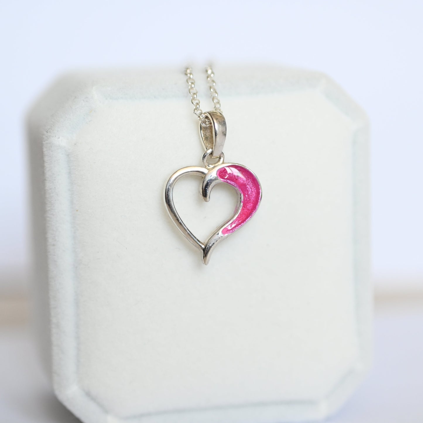 Hollow Heart Necklace – 925 Sterling Silver Memorial Pendant, Custom Gold Option