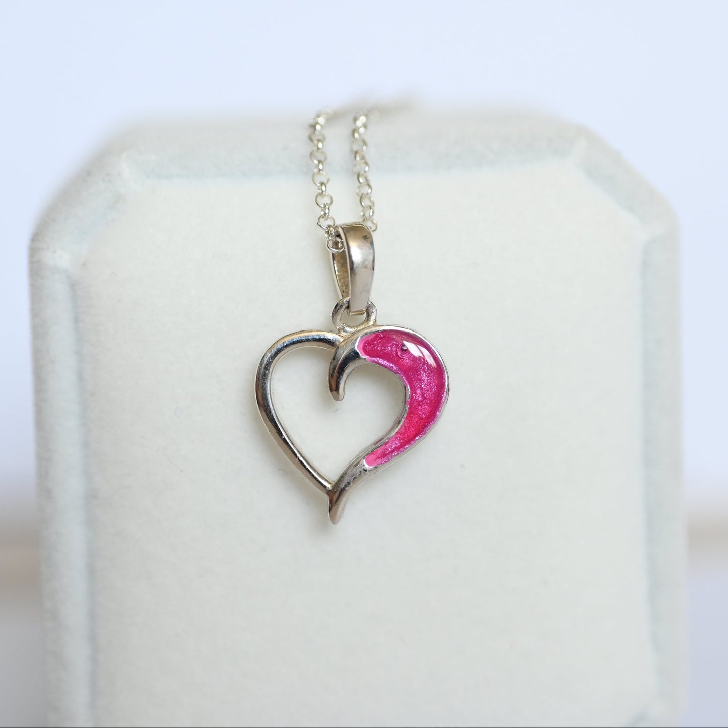 Hollow Heart Necklace – 925 Sterling Silver Memorial Pendant, Custom Gold Option