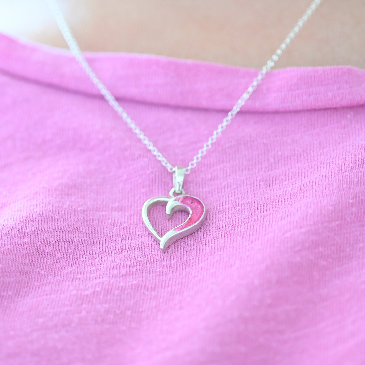 Hollow Heart Necklace – 925 Sterling Silver Memorial Pendant, Custom Gold Option