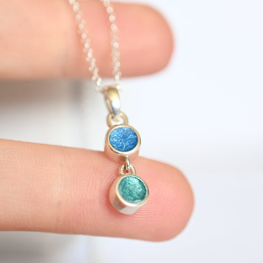 Double Round Pendant with Ashes – 925 Sterling Silver Memorial Necklace, Custom Gold Option