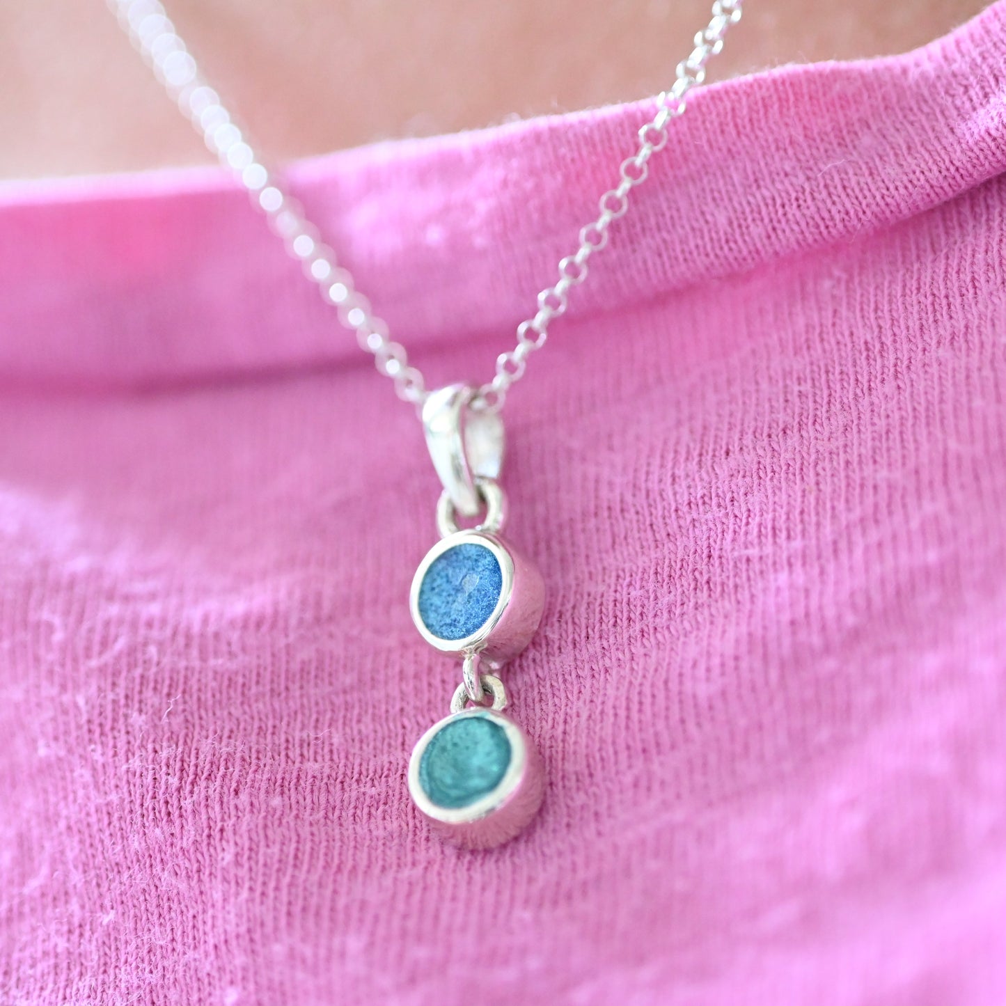 Double Round Pendant with Ashes – 925 Sterling Silver Memorial Necklace, Custom Gold Option