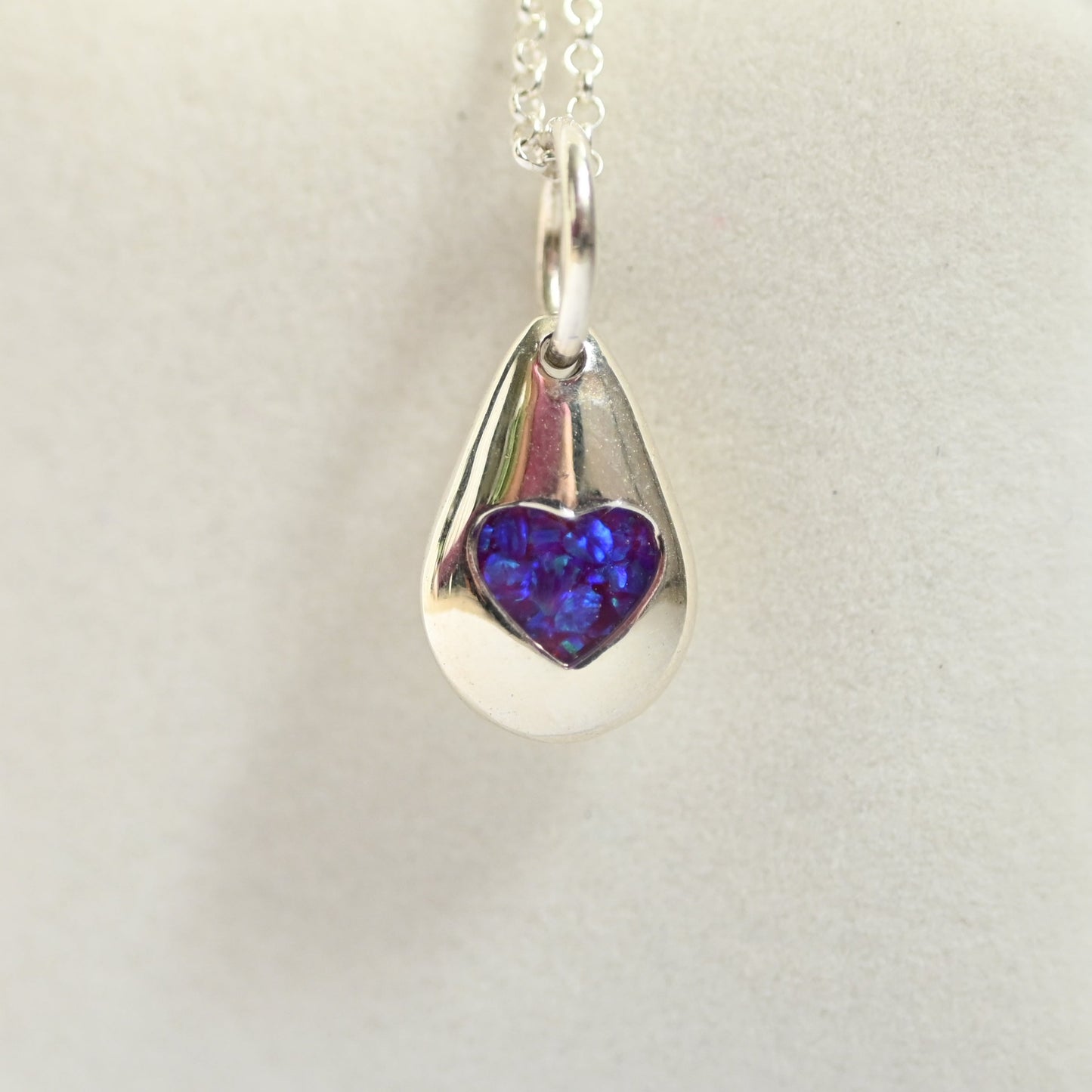 Sterling Silver Pebble Heart Memorial Pendant | Ashes Keepsake Necklace