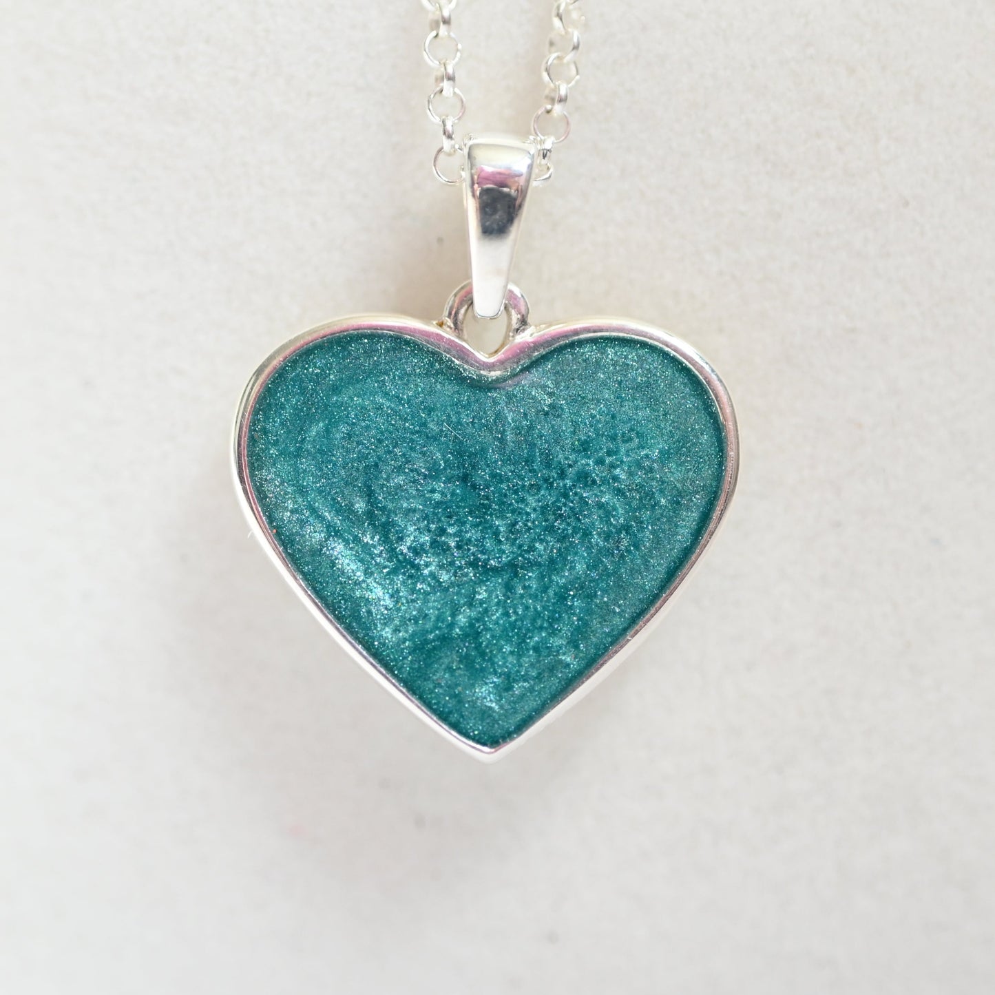 Solid Silver or 9ct Gold Heart Memorial Pendant | Ashes Keepsake with Resin Inclusion