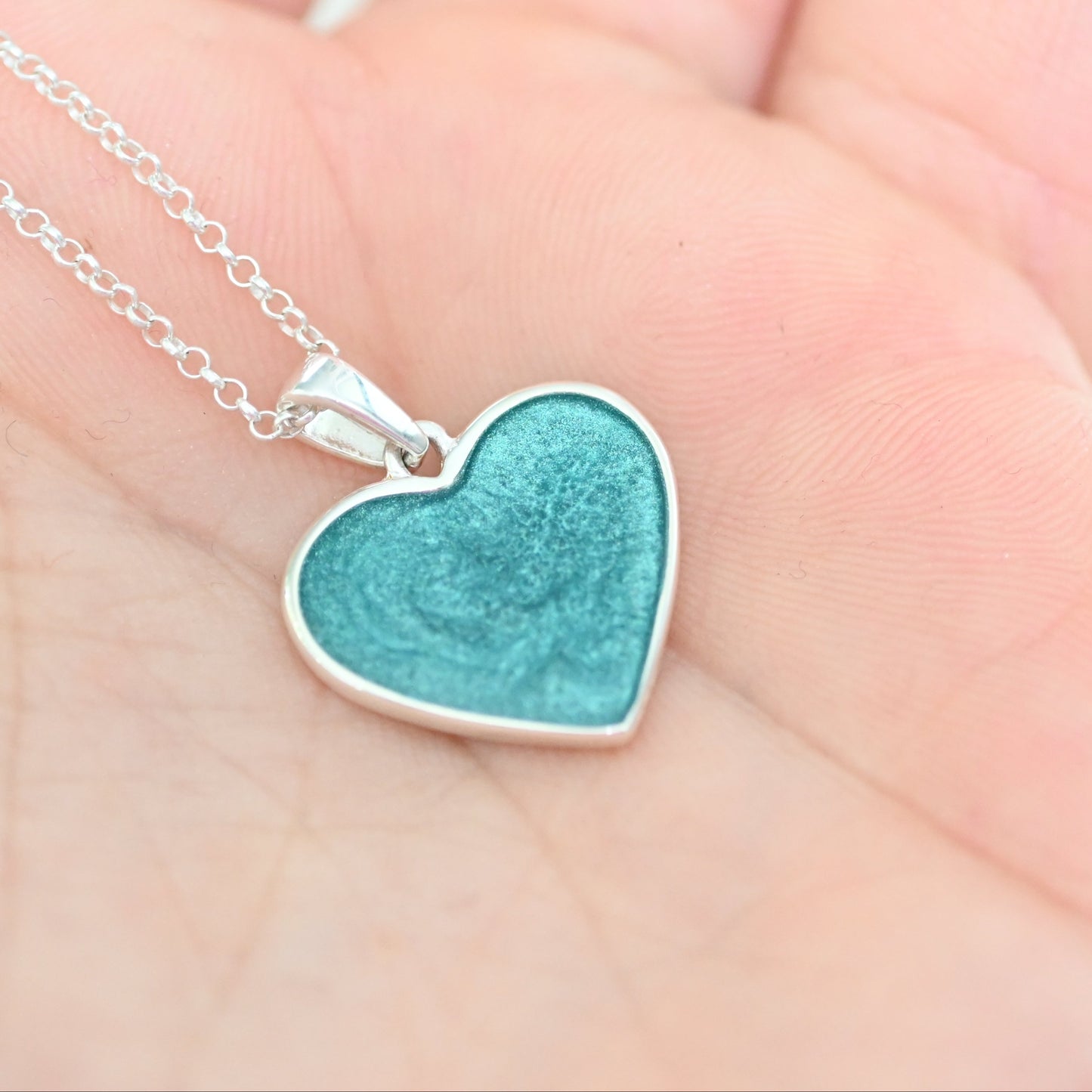Solid Silver or 9ct Gold Heart Memorial Pendant | Ashes Keepsake with Resin Inclusion