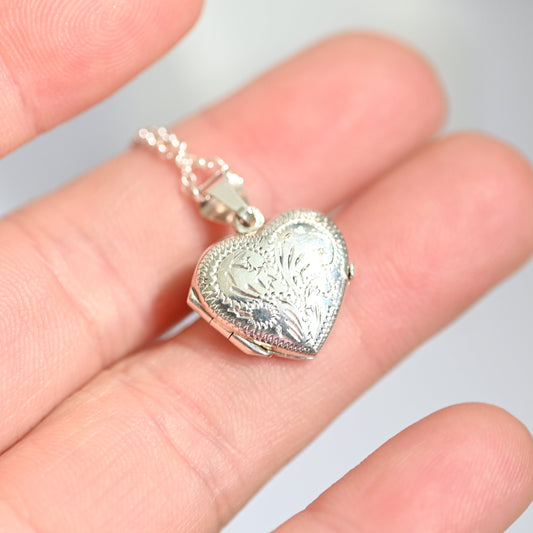 Sterling Silver Heart Memorial Locket Necklace | Ashes & Photo Keepsake