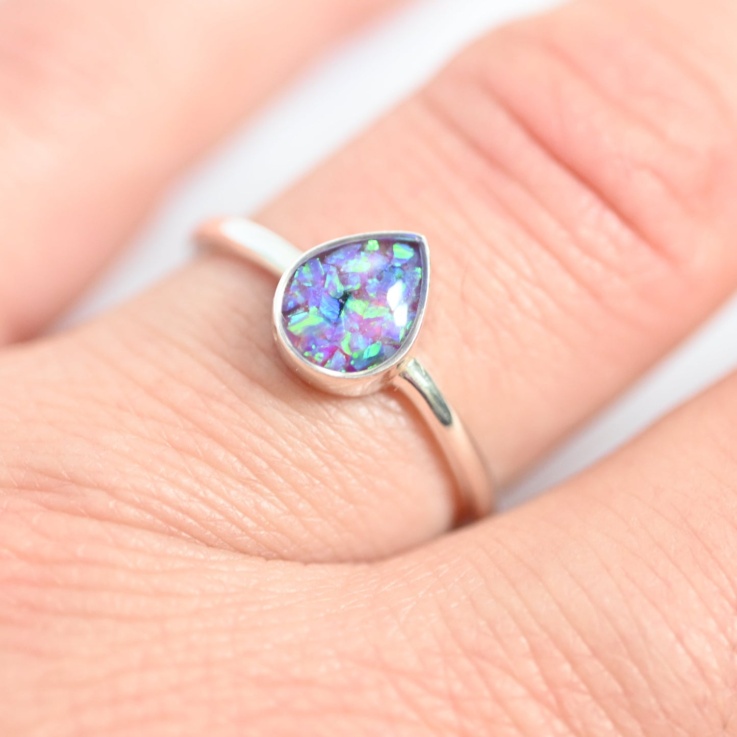 Teardrop Memorial Ring with Ashes | 9ct Gold or Sterling Silver