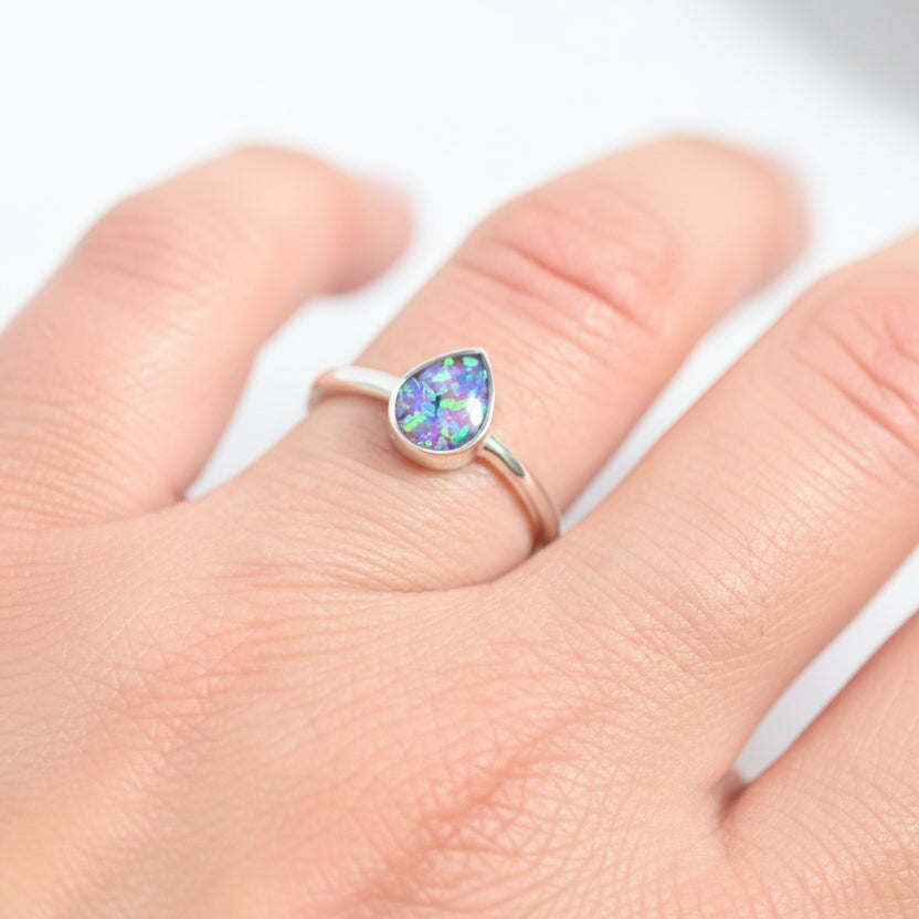 Mystery Sterling Silver Ring Bundle - 2 Rings Size N (Opal & Resin)