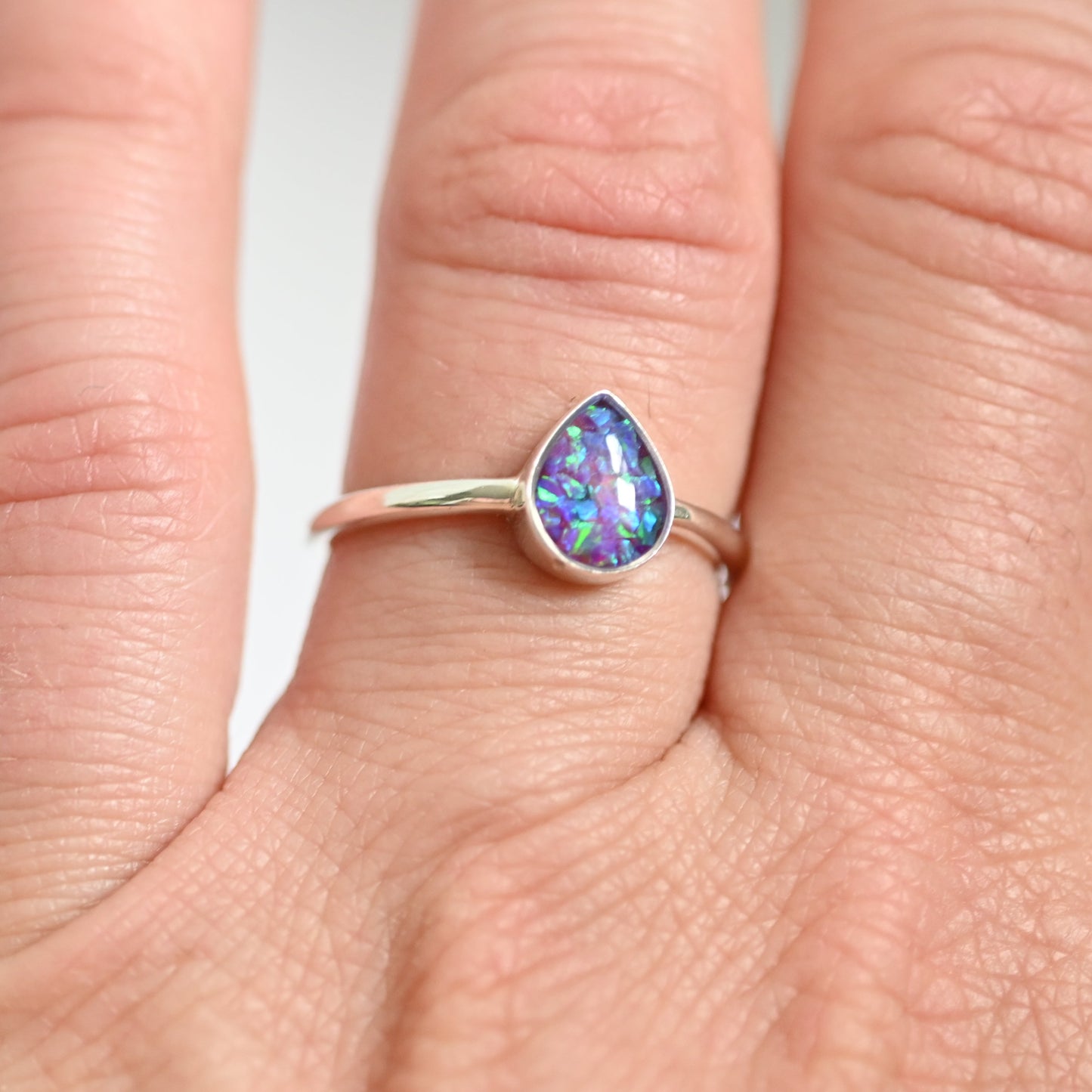 Teardrop Memorial Ring with Ashes | 9ct Gold or Sterling Silver