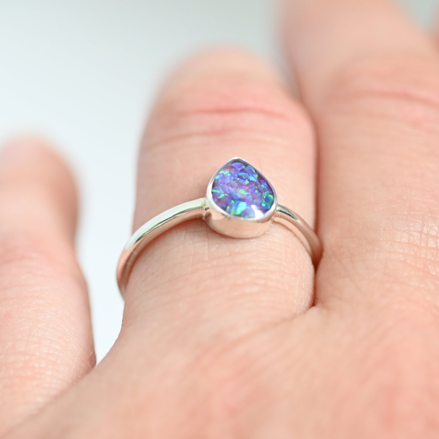 Teardrop Memorial Ring with Ashes | 9ct Gold or Sterling Silver