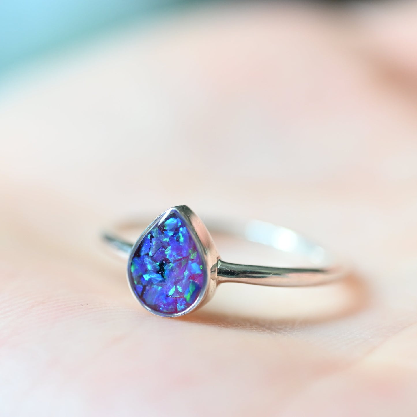 Teardrop Memorial Ring with Ashes | 9ct Gold or Sterling Silver