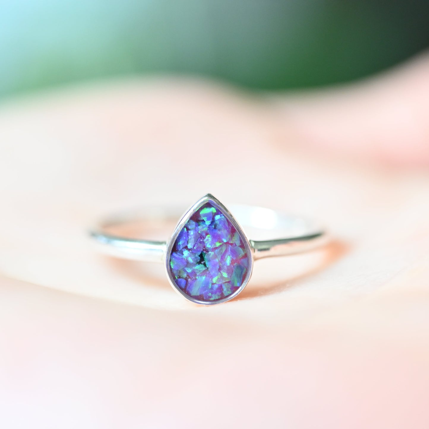 Teardrop Memorial Ring with Ashes | 9ct Gold or Sterling Silver