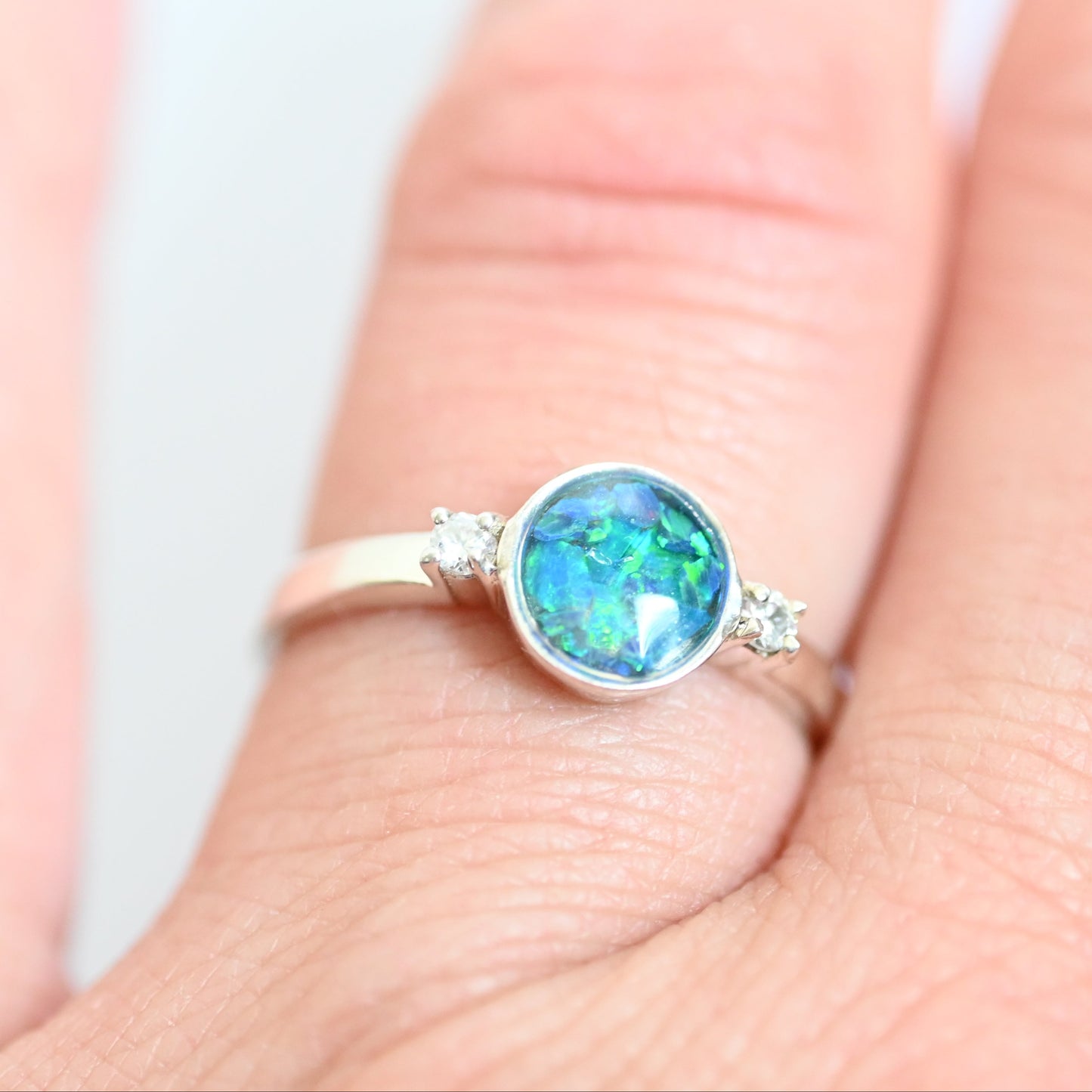 Double Gem Memorial Ring with Ashes | Available in 9ct Gold or Silver