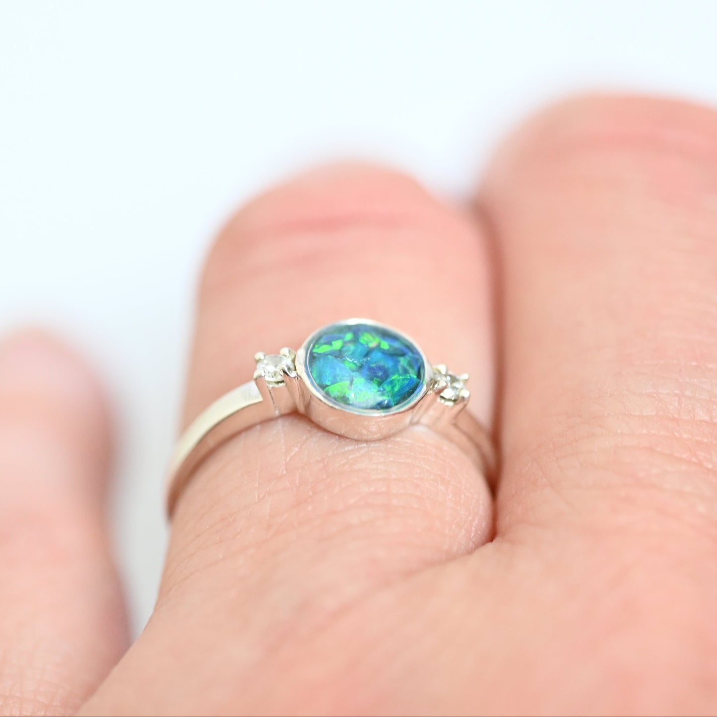 Double Gem Memorial Ring with Ashes | Available in 9ct Gold or Silver