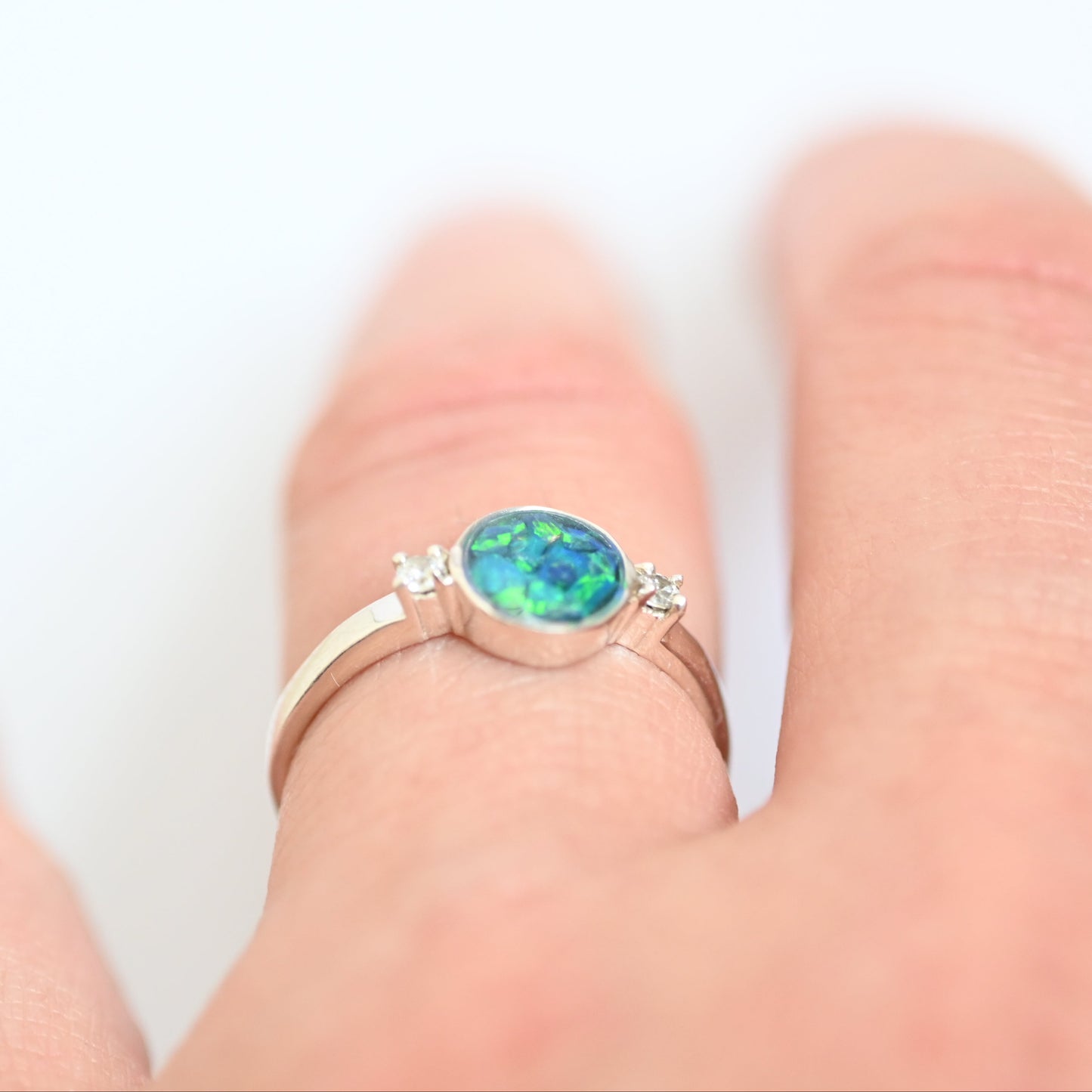 Double Gem Memorial Ring with Ashes | Available in 9ct Gold or Silver