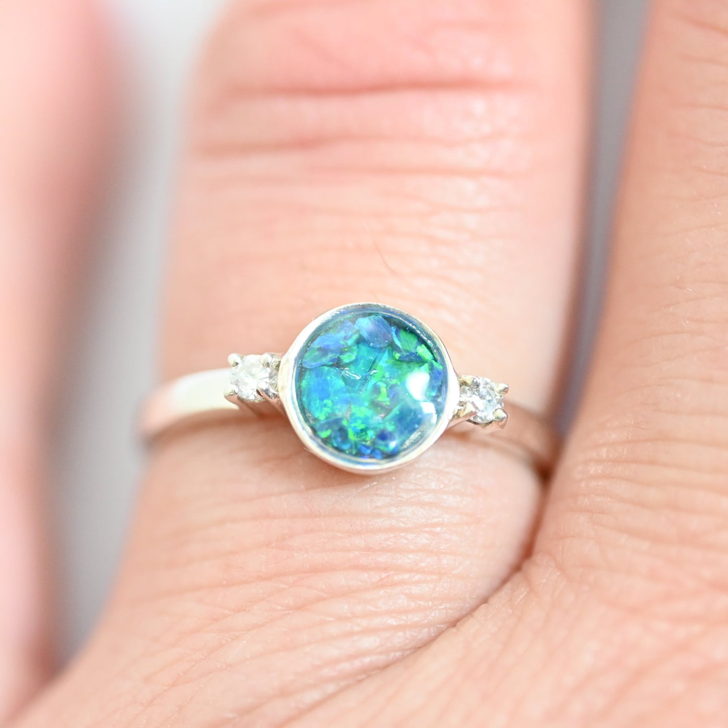 Double Gem Memorial Ring with Ashes | Available in 9ct Gold or Silver