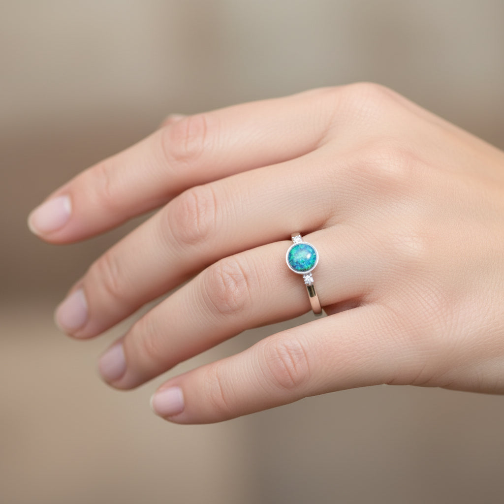 Mystery Sterling Silver Ring Bundle - 2 Rings Size N (Opal & Resin)
