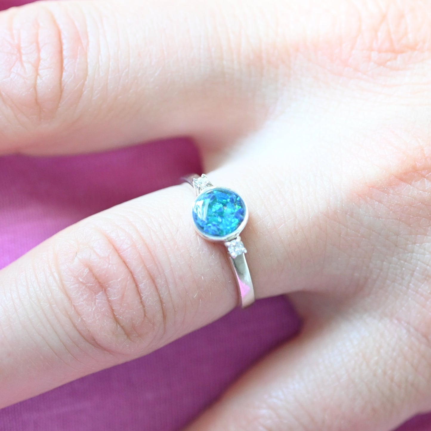 Double Gem Memorial Ring with Ashes | Available in 9ct Gold or Silver