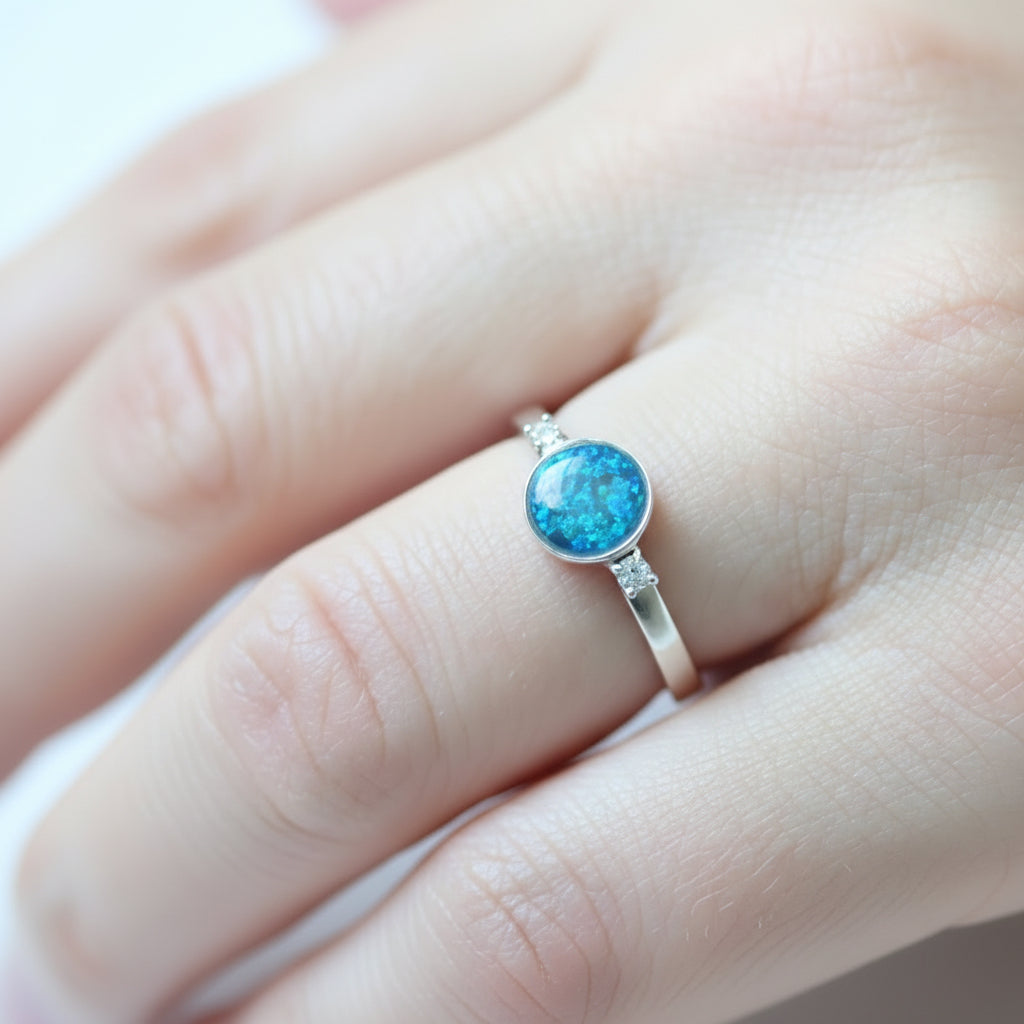Mystery Sterling Silver Ring Bundle - 2 Rings Size N (Opal & Resin)