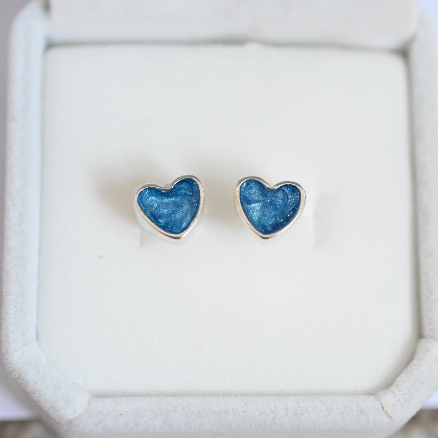 Heart Memorial Stud Earrings | Sterling Silver or 9ct Gold Ashes Jewellery