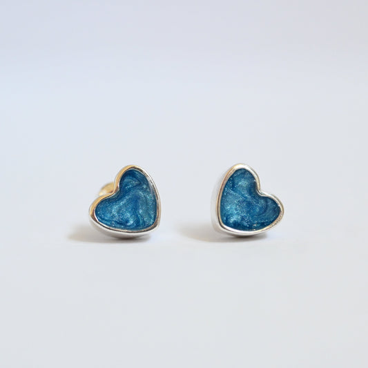 Heart Memorial Stud Earrings | Sterling Silver or 9ct Gold Ashes Jewellery
