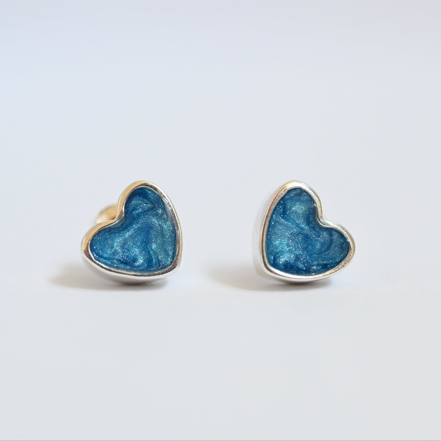 Heart Memorial Stud Earrings | Sterling Silver or 9ct Gold Ashes Jewellery