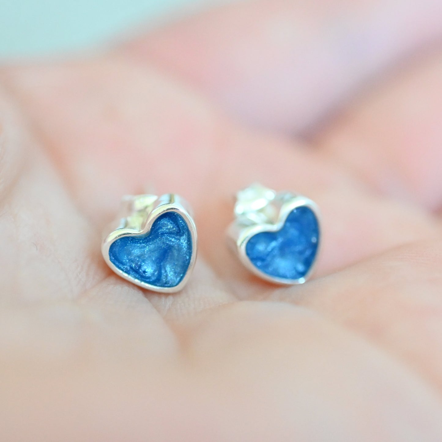 Heart Memorial Stud Earrings | Sterling Silver or 9ct Gold Ashes Jewellery