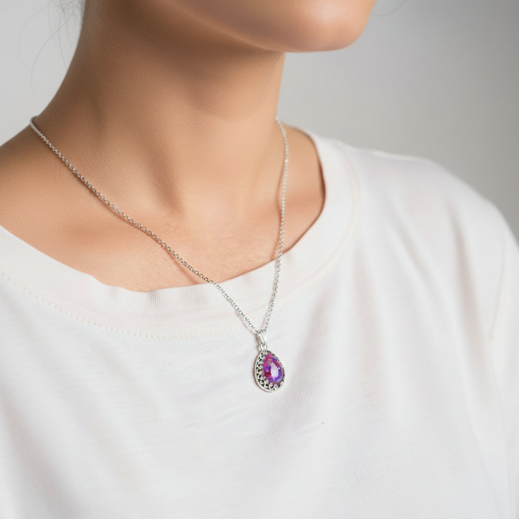 Premium Sterling Silver Mystery Necklace Bundle - 2 Necklaces (Opal & Crystals)