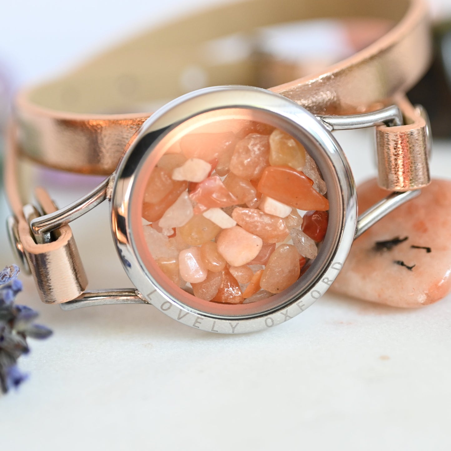 Fire Agate Crystal Locket - Bracelet or Necklace