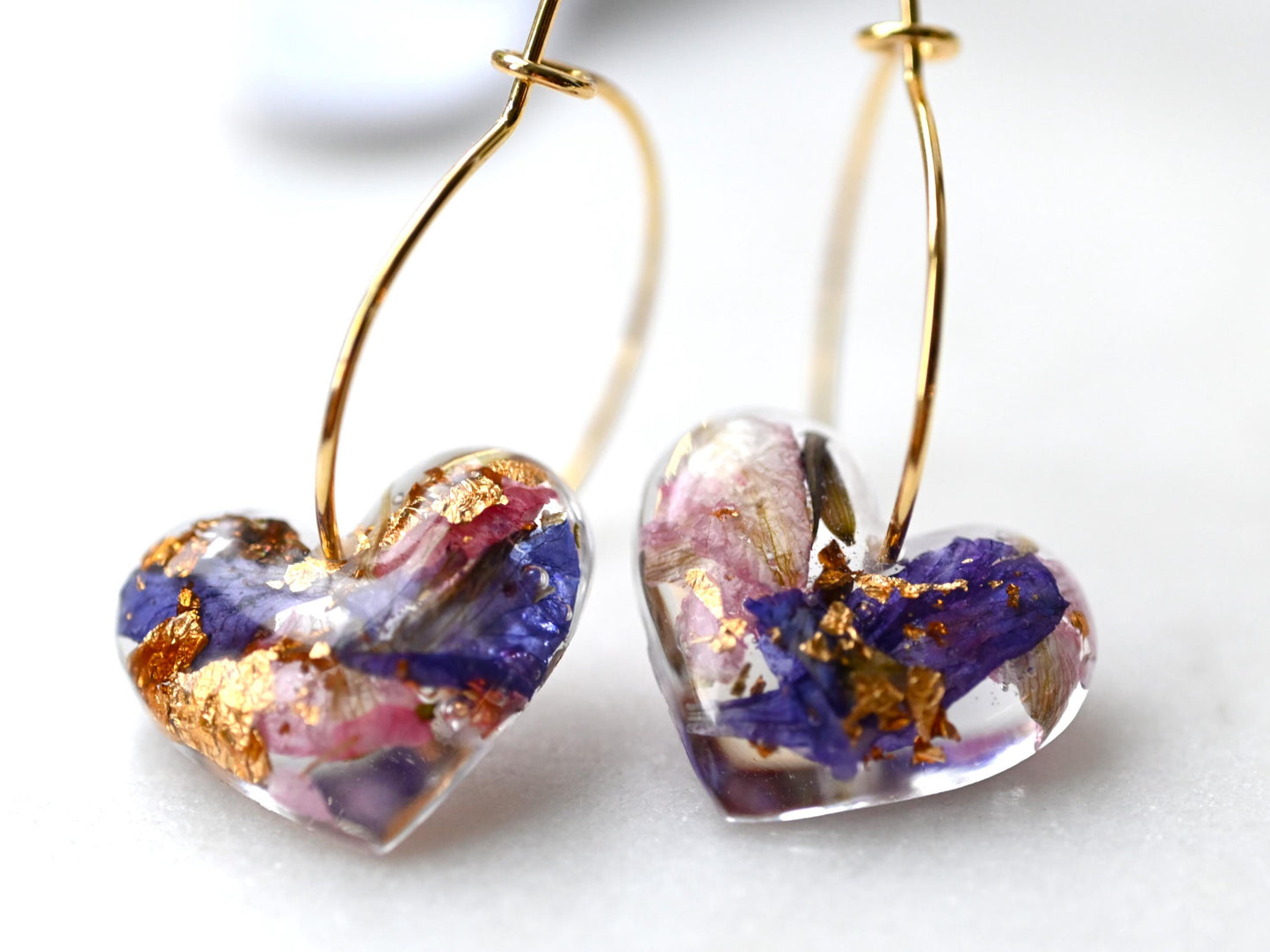 Wildflower Stainless Steel Heart Hoop Earrings – Nature-Inspired Jewellery Gift